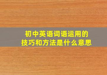 初中英语词语运用的技巧和方法是什么意思