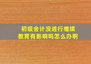 初级会计没进行继续教育有影响吗怎么办啊