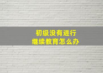 初级没有进行继续教育怎么办