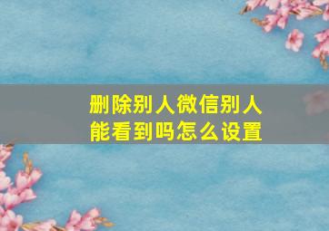 删除别人微信别人能看到吗怎么设置