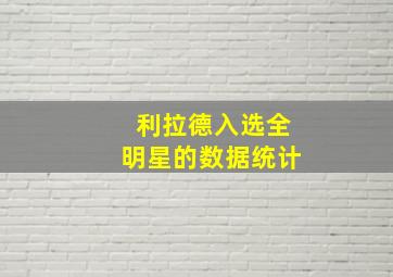 利拉德入选全明星的数据统计