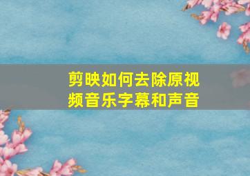 剪映如何去除原视频音乐字幕和声音