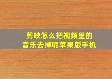 剪映怎么把视频里的音乐去掉呢苹果版手机