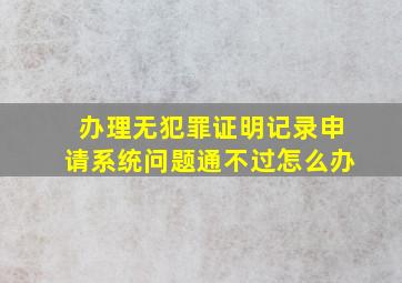 办理无犯罪证明记录申请系统问题通不过怎么办