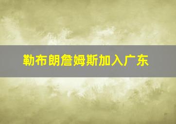 勒布朗詹姆斯加入广东