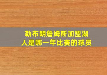 勒布朗詹姆斯加盟湖人是哪一年比赛的球员