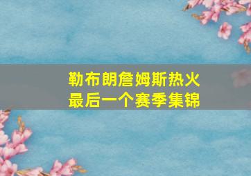 勒布朗詹姆斯热火最后一个赛季集锦