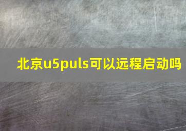 北京u5puls可以远程启动吗