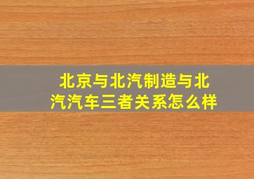 北京与北汽制造与北汽汽车三者关系怎么样