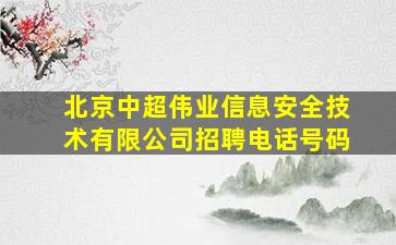 北京中超伟业信息安全技术有限公司招聘电话号码