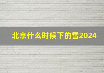 北京什么时候下的雪2024