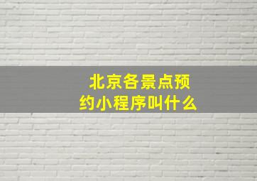 北京各景点预约小程序叫什么