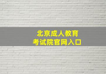 北京成人教育考试院官网入口