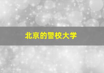 北京的警校大学