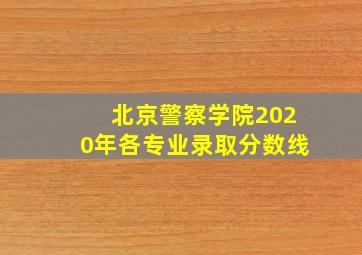 北京警察学院2020年各专业录取分数线