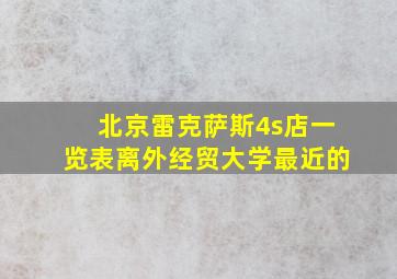 北京雷克萨斯4s店一览表离外经贸大学最近的