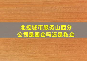 北控城市服务山西分公司是国企吗还是私企