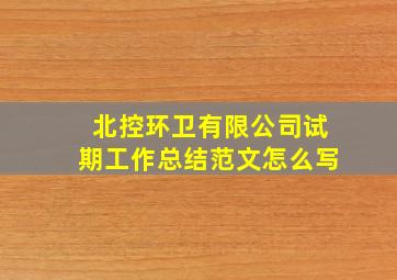 北控环卫有限公司试期工作总结范文怎么写