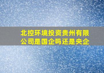 北控环境投资贵州有限公司是国企吗还是央企