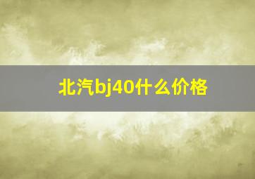 北汽bj40什么价格