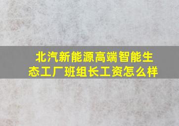 北汽新能源高端智能生态工厂班组长工资怎么样