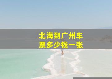 北海到广州车票多少钱一张