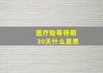 医疗险等待期30天什么意思