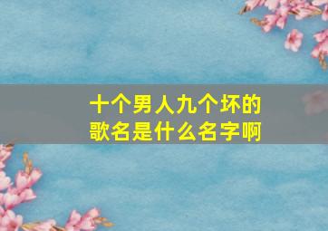 十个男人九个坏的歌名是什么名字啊