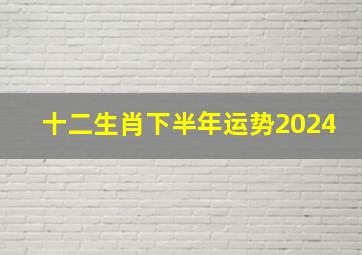 十二生肖下半年运势2024