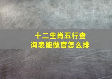 十二生肖五行查询表能做官怎么排