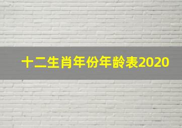 十二生肖年份年龄表2020