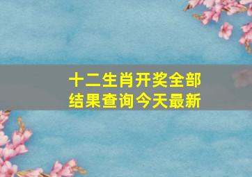 十二生肖开奖全部结果查询今天最新