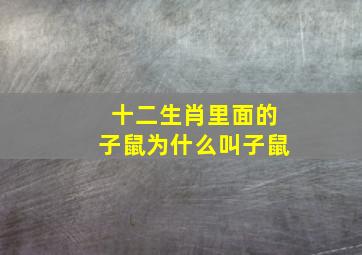 十二生肖里面的子鼠为什么叫子鼠