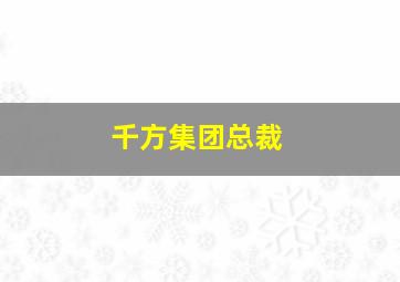 千方集团总裁