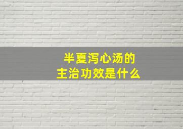 半夏泻心汤的主治功效是什么