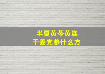 半夏黄芩黄连干姜党参什么方