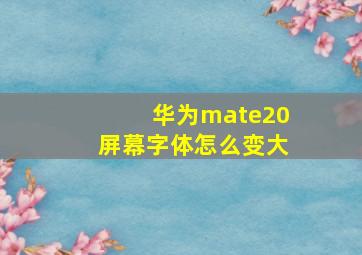 华为mate20屏幕字体怎么变大