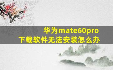 华为mate60pro下载软件无法安装怎么办