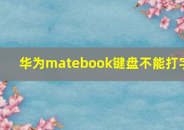 华为matebook键盘不能打字