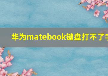 华为matebook键盘打不了字