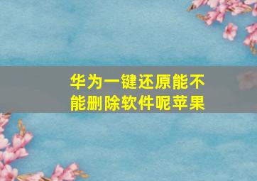 华为一键还原能不能删除软件呢苹果