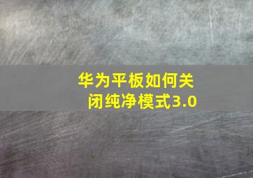 华为平板如何关闭纯净模式3.0