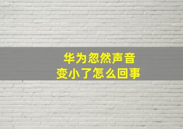 华为忽然声音变小了怎么回事