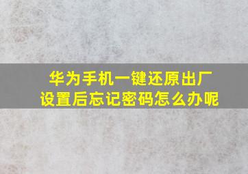 华为手机一键还原出厂设置后忘记密码怎么办呢