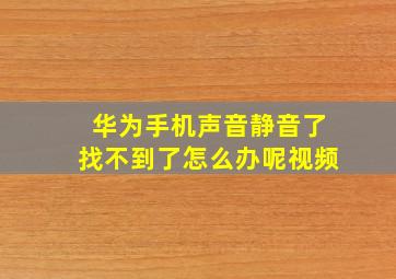 华为手机声音静音了找不到了怎么办呢视频