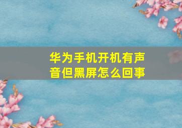 华为手机开机有声音但黑屏怎么回事