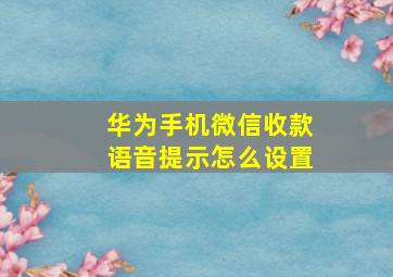 华为手机微信收款语音提示怎么设置