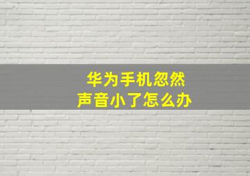 华为手机忽然声音小了怎么办