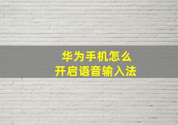 华为手机怎么开启语音输入法