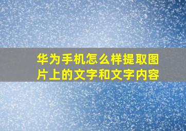 华为手机怎么样提取图片上的文字和文字内容